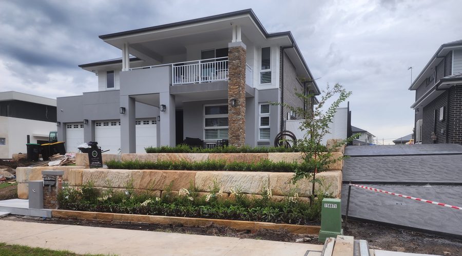 Completed sandstone retaining wall